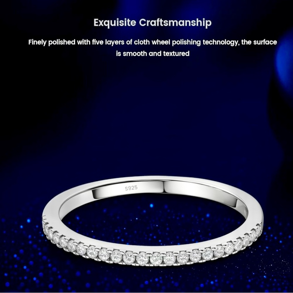 NWT 14k White Gold over 925 Sterling Silver Elegant Silver Women's Band